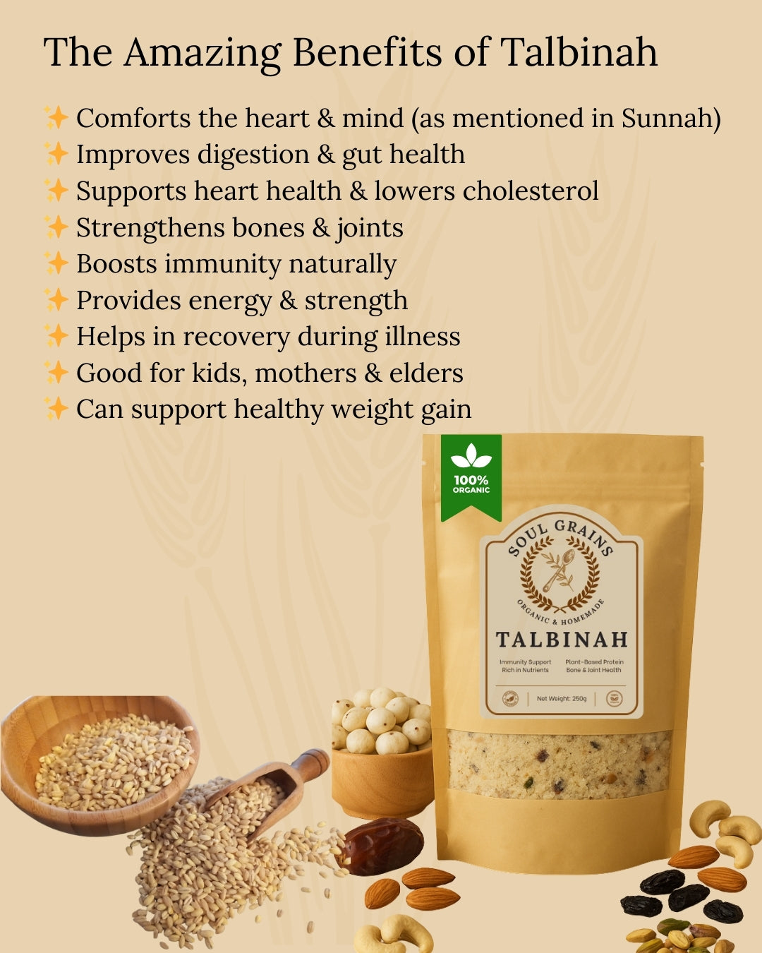 Talbinah for Weight Gain- 100% Organic - 12 Premium Ingredients